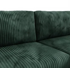 Divano Letto con Penisola Verde Contenitore Cuscini Sfoderabili 210x149 cm, Reclinabile - Pergola