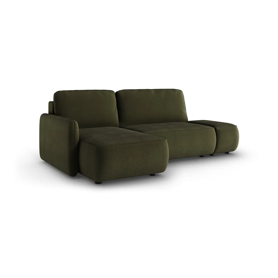 Divano Letto con Penisola Verde Contenitore Reclinabile 268x163 cm, Cuscini Sfoderabili - Folgarida