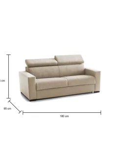 Divano letto con poggiatesta regolabili beige 180x95cm - Annalara