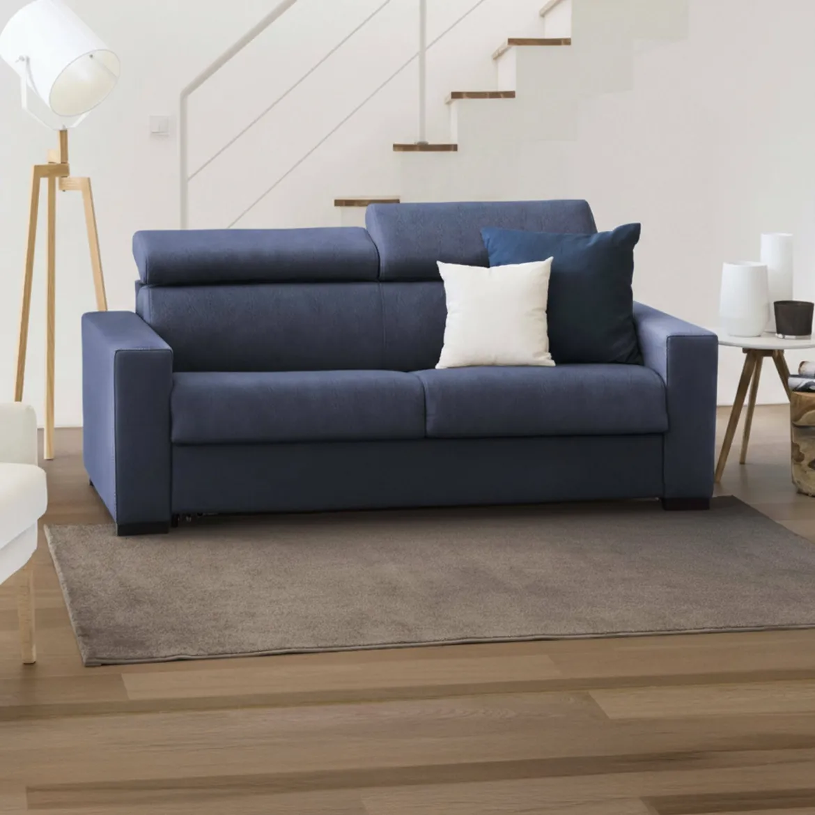 Divano letto con poggiatesta regolabili blu 180x95cm - Aieie