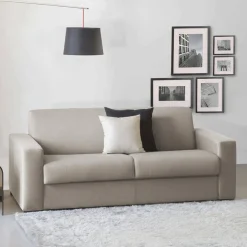 Divano letto con porta cuscini tortora 180x95cm - Asimi