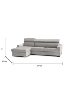 Divano letto contenitore grigio 280x95cm - Alibabah