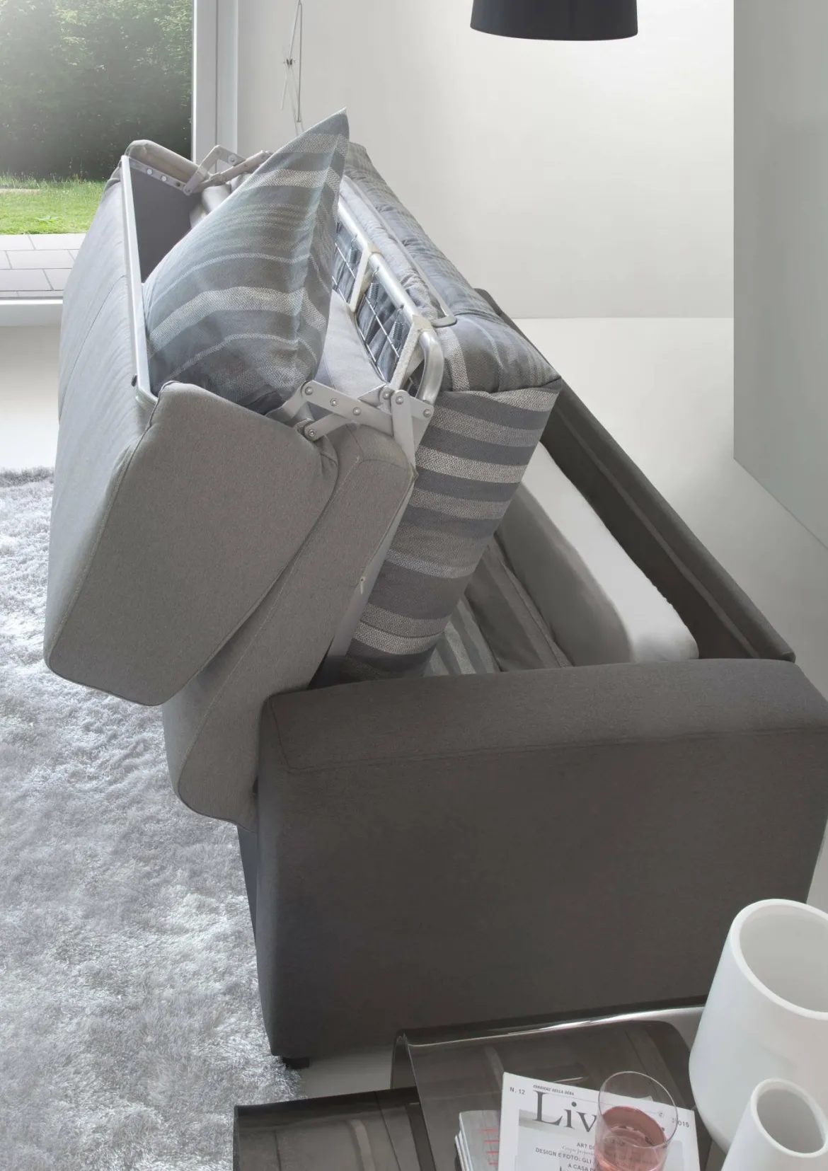 Divano letto contenitore grigio e antracite 180x95cm - Akito