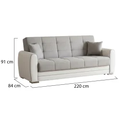 Divano letto design bianco e grigio 220x84cm - Dike
