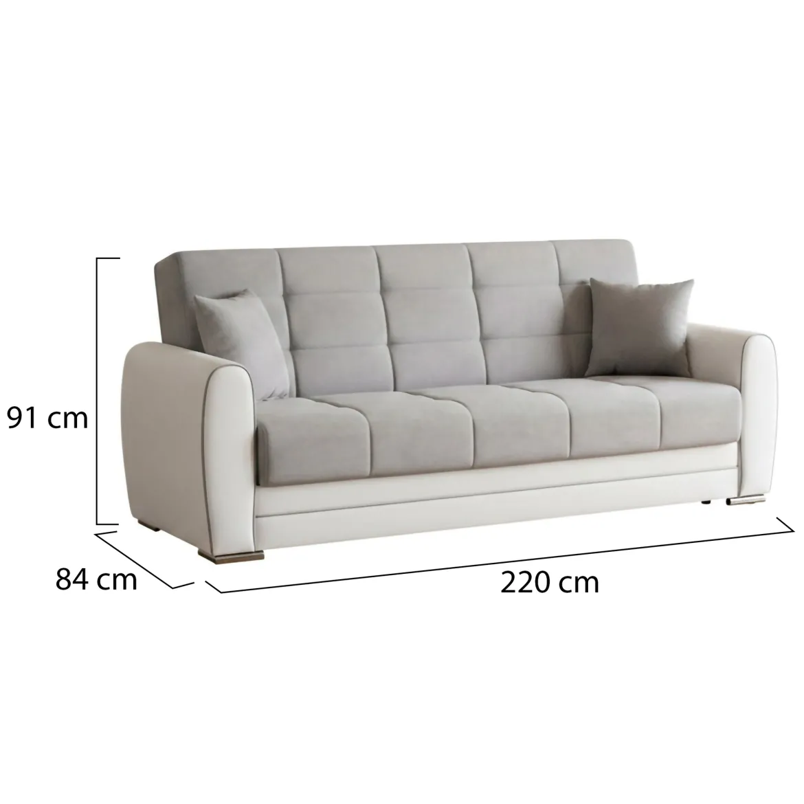 Divano letto design bianco e grigio 220x84cm - Dike