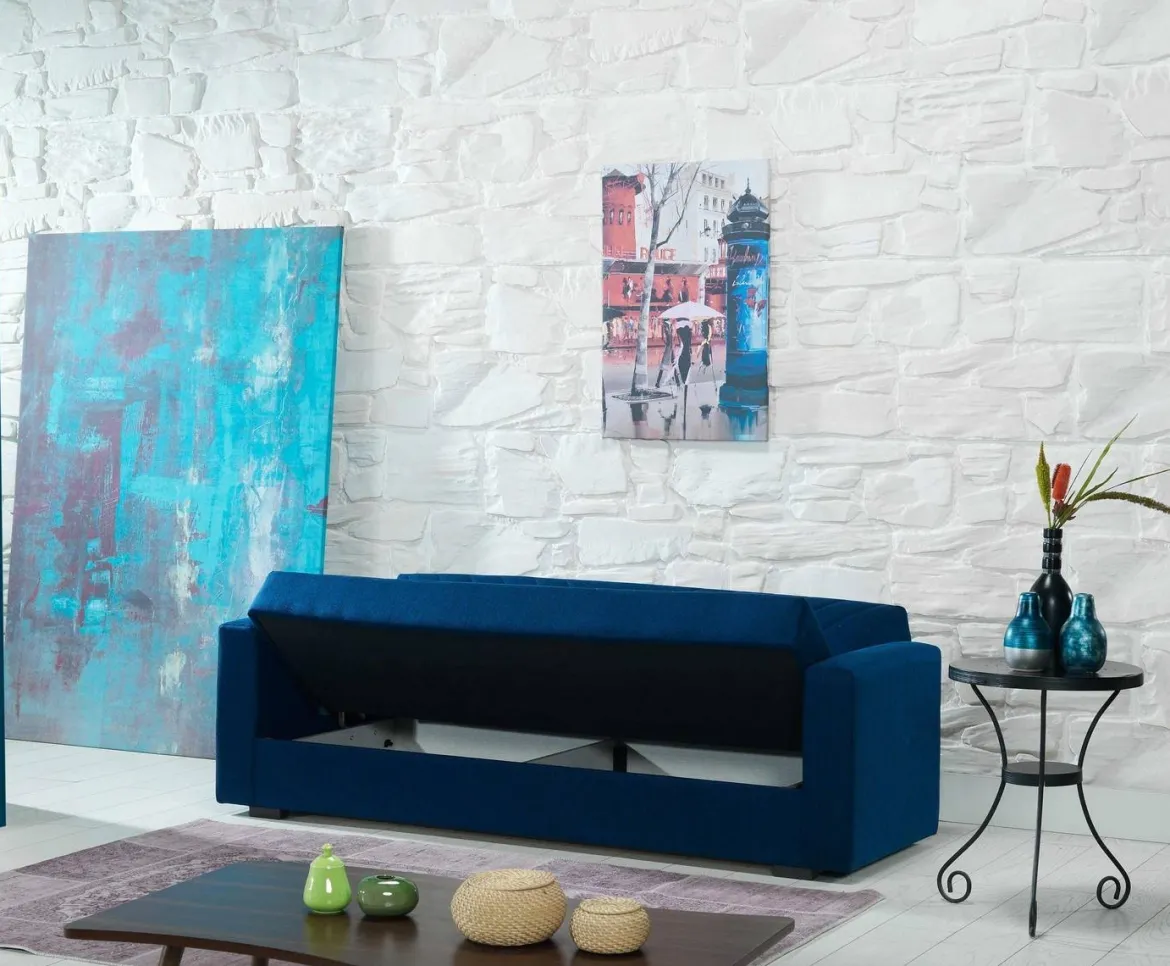 Divano letto design blu 214x81cm - Adda