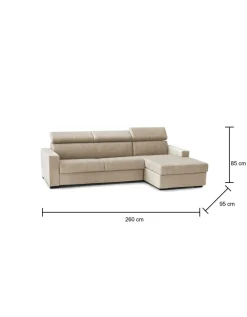Divano letto due piazze beige 260x95cm - Alibella