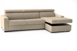 Divano letto due piazze beige 260x95cm - Alibella