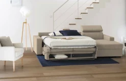 Divano letto due piazze beige 260x95cm - Alibella
