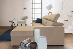 Divano letto due piazze beige 260x95cm - Alibella