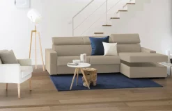 Divano letto due piazze beige 260x95cm - Alibella