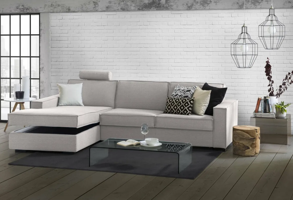 Divano letto due piazze grigio 260x95cm - Albenga