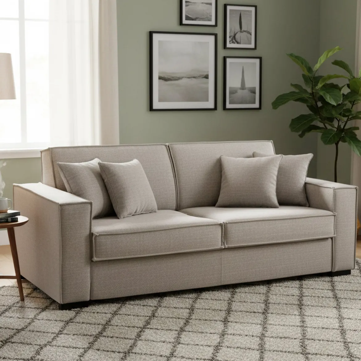 Divano letto due piazze tortora 220x95cm - Asteroide