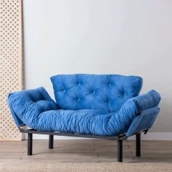 Divano letto economico blu 155x70cm - Guchol