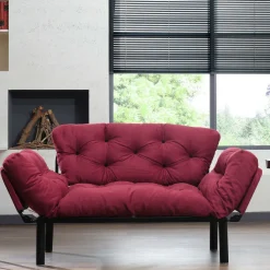 Divano letto economico rosso 155x70cm - Guchol