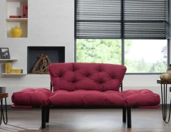 Divano letto economico rosso 155x70cm - Guchol