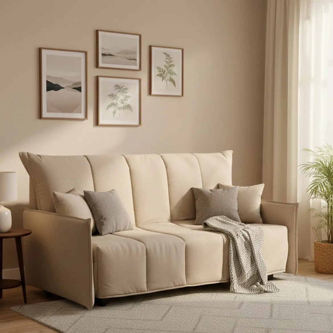 Divano letto elegante beige 150x90cm - Alaric