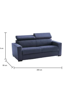 Divano letto idrorepellente blu 200x95cm - Amalfi