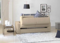 Divano letto imbottito in tessuto beige 200x95cm - Zinnia
