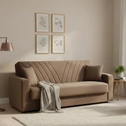 Divano letto in legno beige 214x81cm - Adda