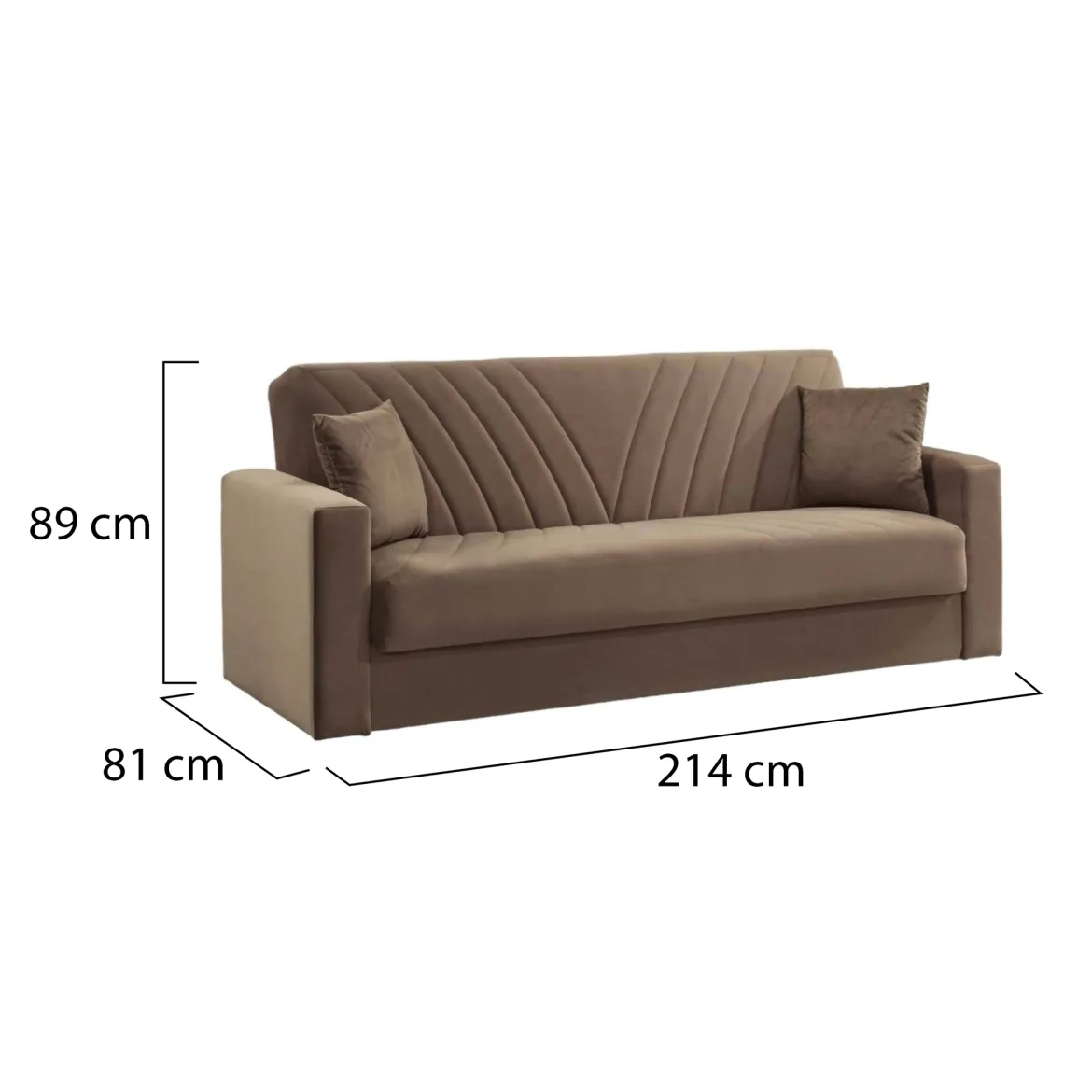 Divano letto in legno beige 214x81cm - Adda