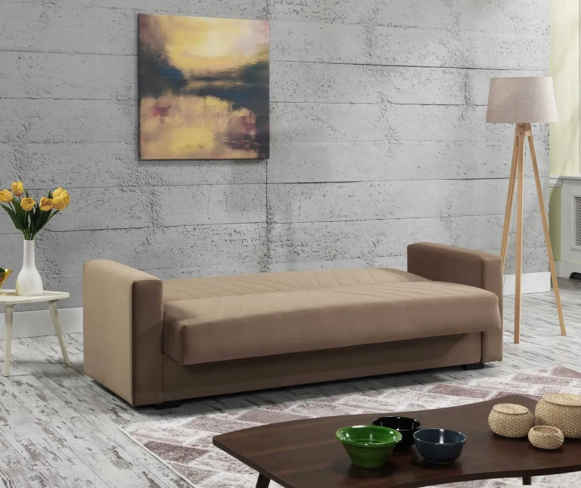 Divano letto in legno beige 214x81cm - Adda