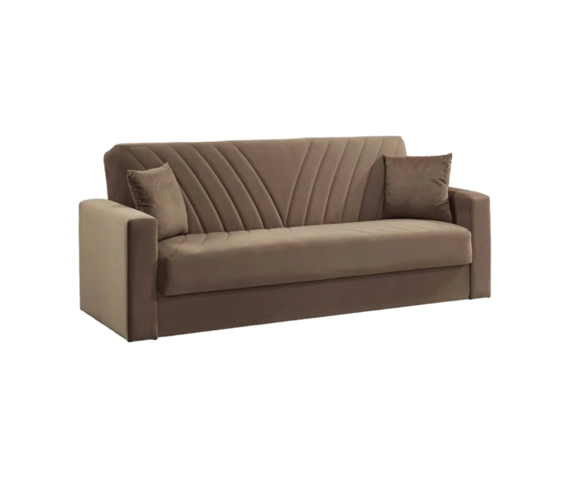 Divano letto in legno beige 214x81cm - Adda
