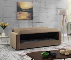 Divano letto in legno beige 214x81cm - Adda