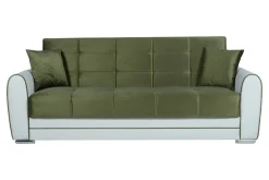 Divano letto in legno bianco e verde 220x84cm - Dike
