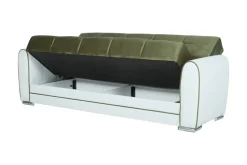 Divano letto in legno bianco e verde 220x84cm - Dike