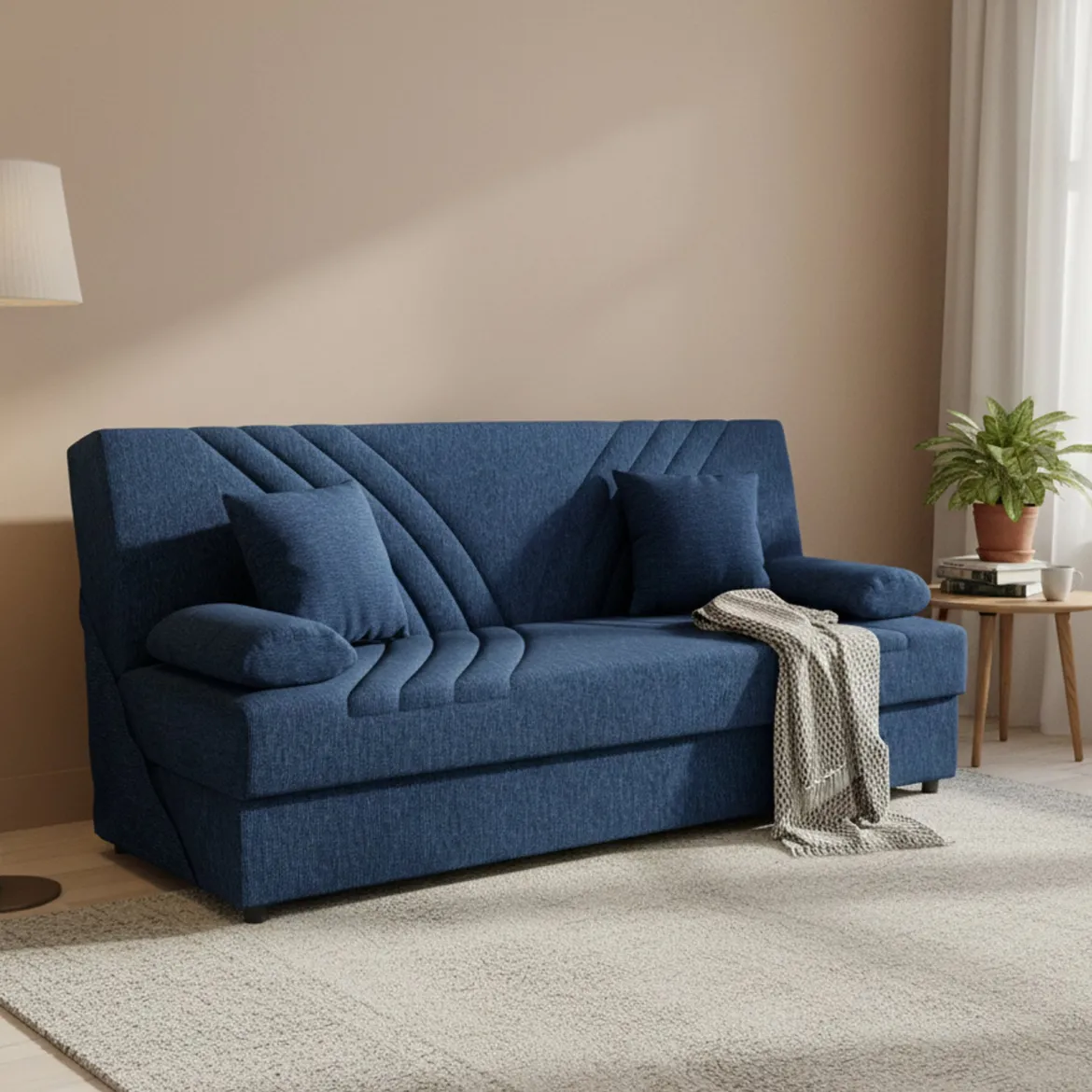 Divano letto in legno blu 181x81cm - Apicella