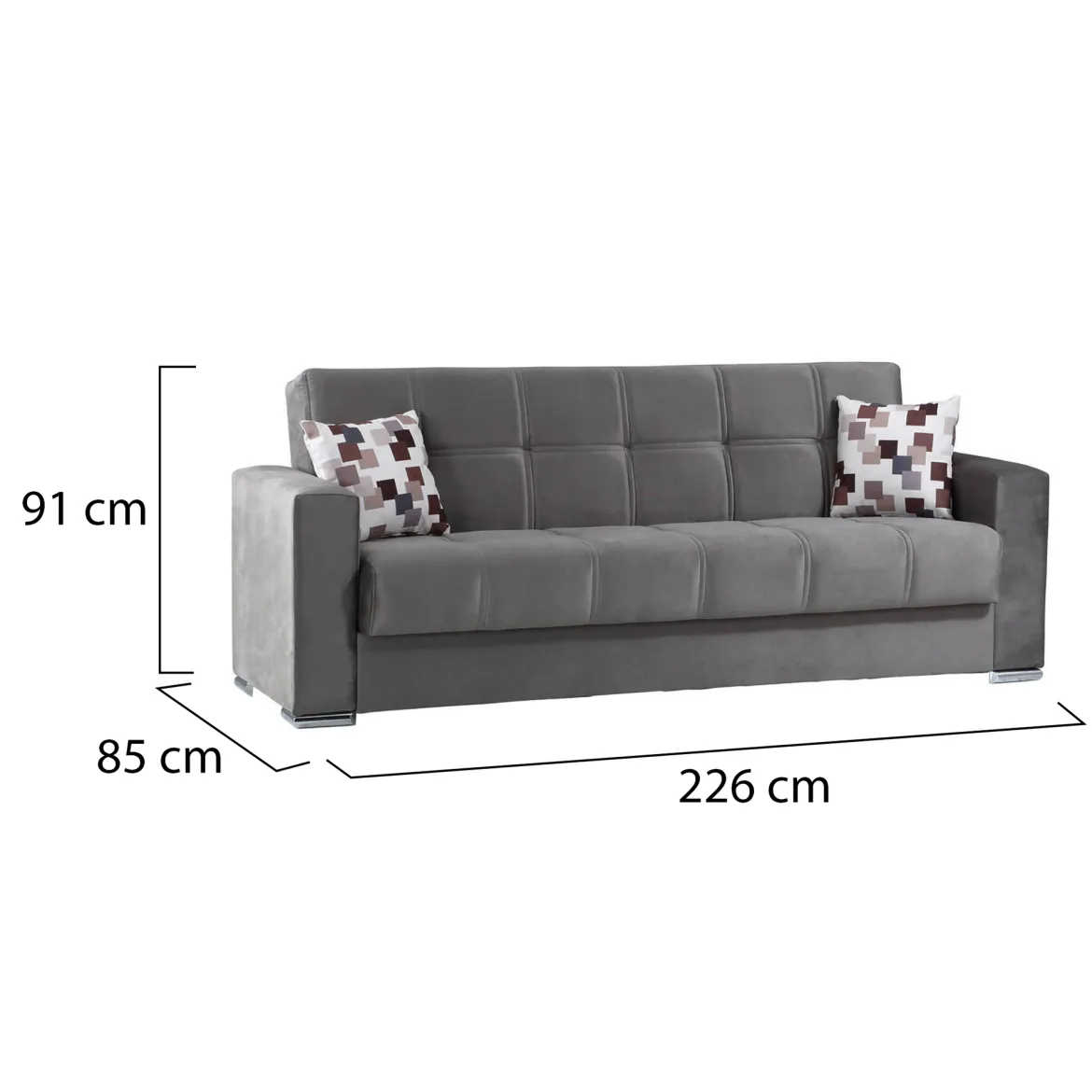 Divano letto in legno grigio 226x85cm - Arbano