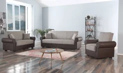 Divano letto in legno marrone e grigio 233x84cm - Barbiano