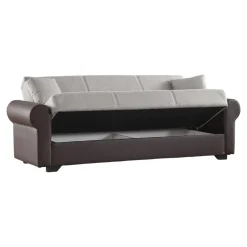 Divano letto in legno marrone e grigio 233x84cm - Barbiano
