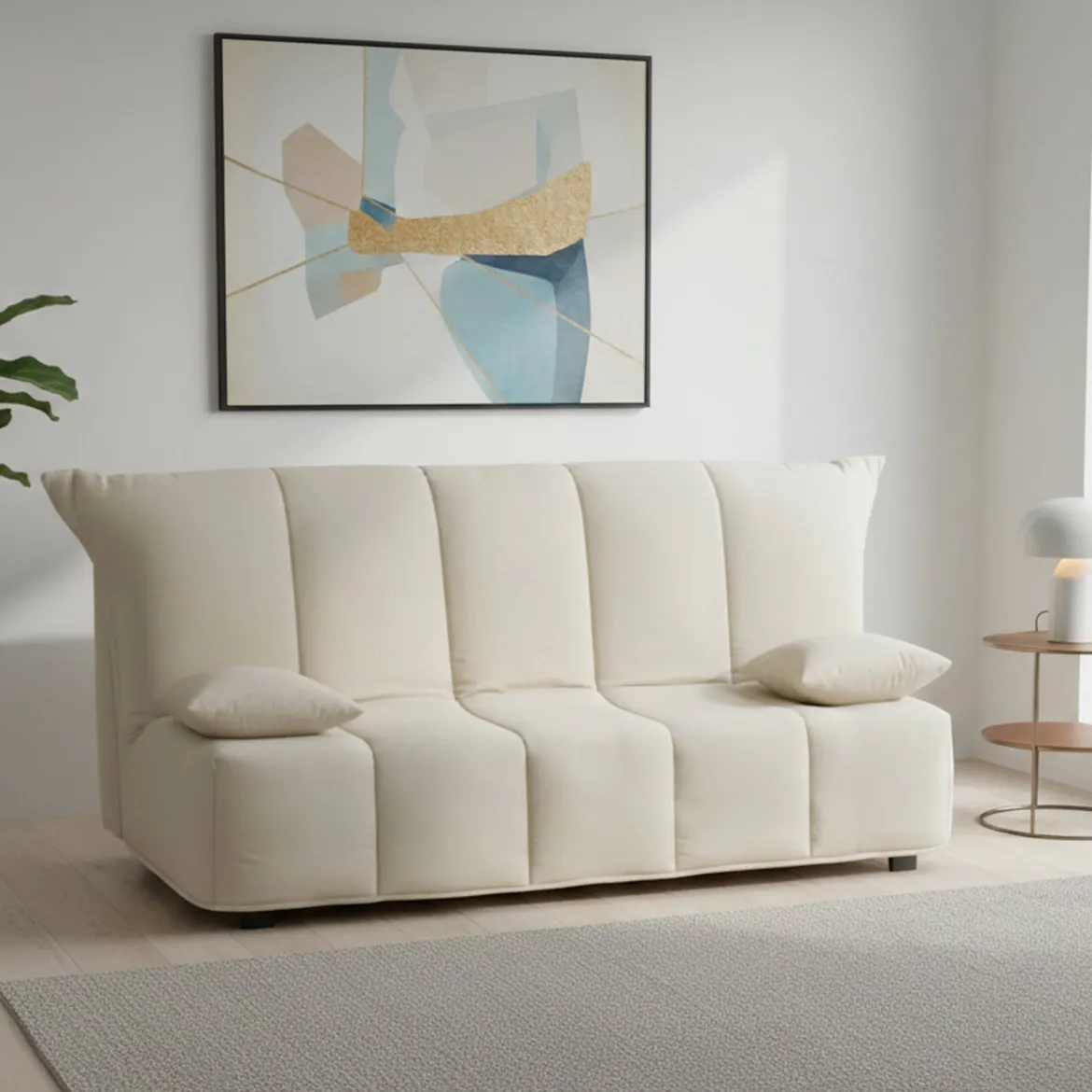 Divano letto in legno massello beige 260x95cm - Allegria