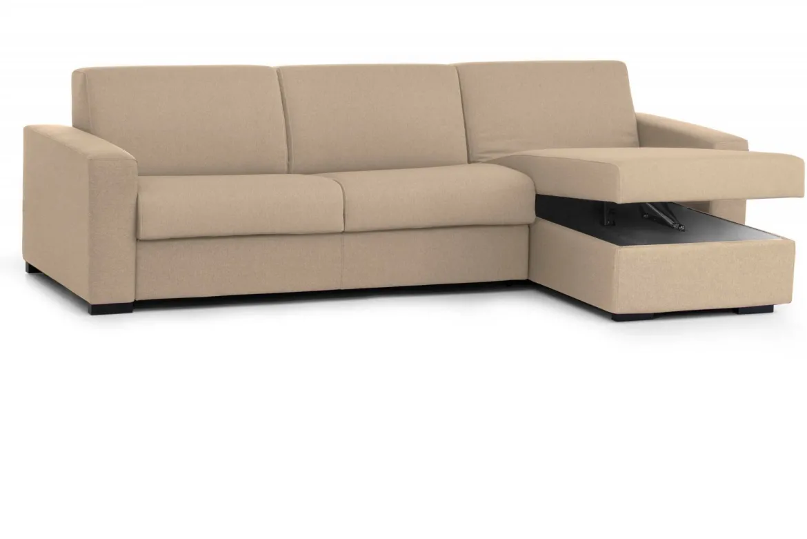 Divano letto in legno massello beige 260x95cm - Allegria