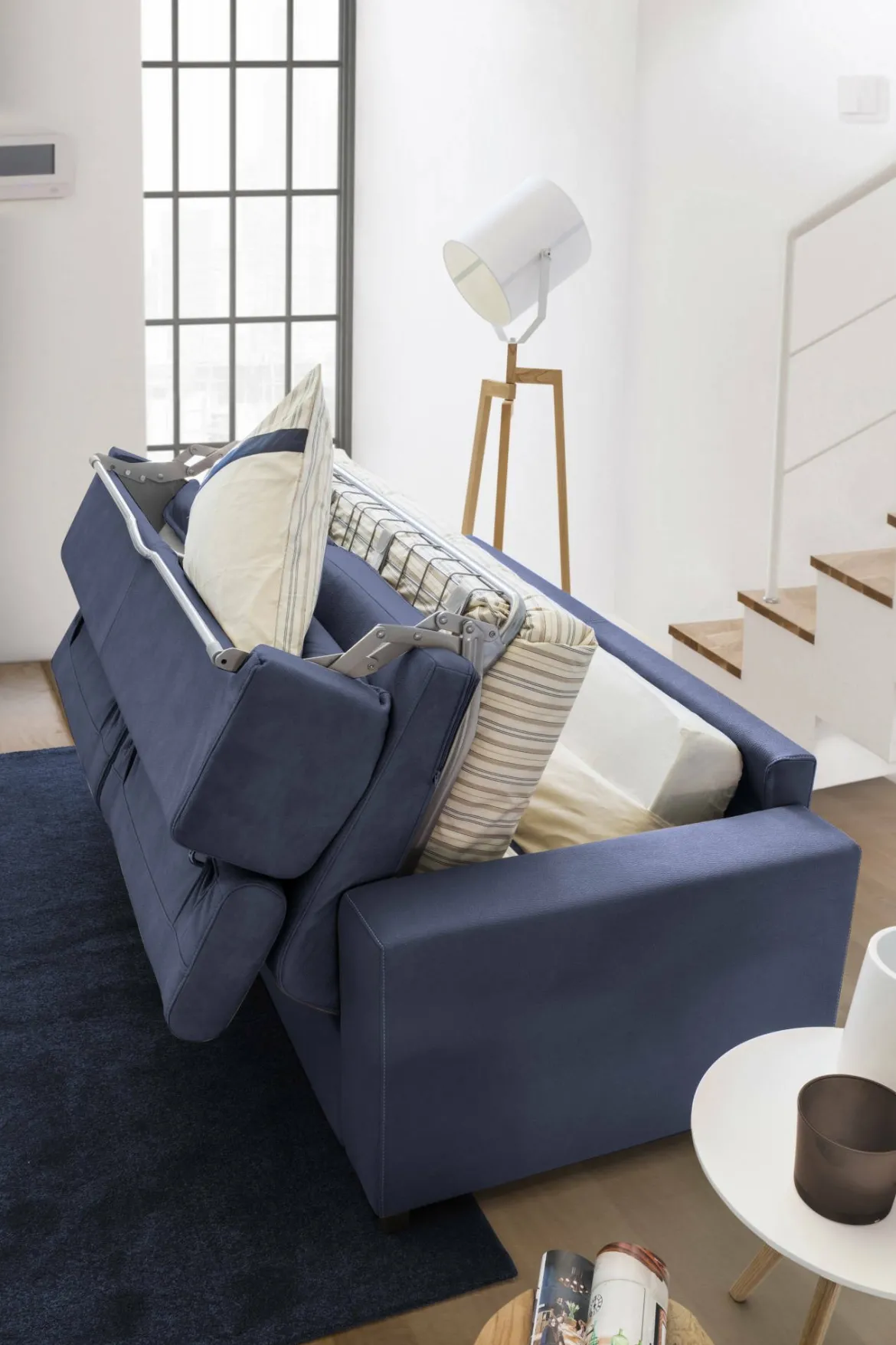 Divano letto in legno massello blu 260x95cm - Albenga