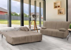 Divano letto in legno massello tortora 200x95cm - Algo