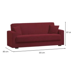 Divano letto in legno rosso 212x80cm - Ambrogino