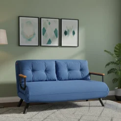Divano letto in metallo blu 133x78cm - Calvin