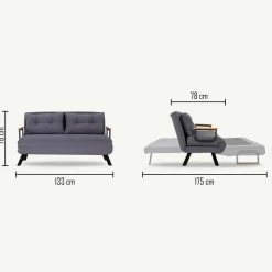 Divano letto in metallo blu 133x78cm - Calvin