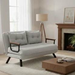 Divano letto in metallo grigio chiaro 133x78cm - Calvin