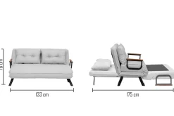 Divano letto in metallo grigio chiaro 133x78cm - Calvin
