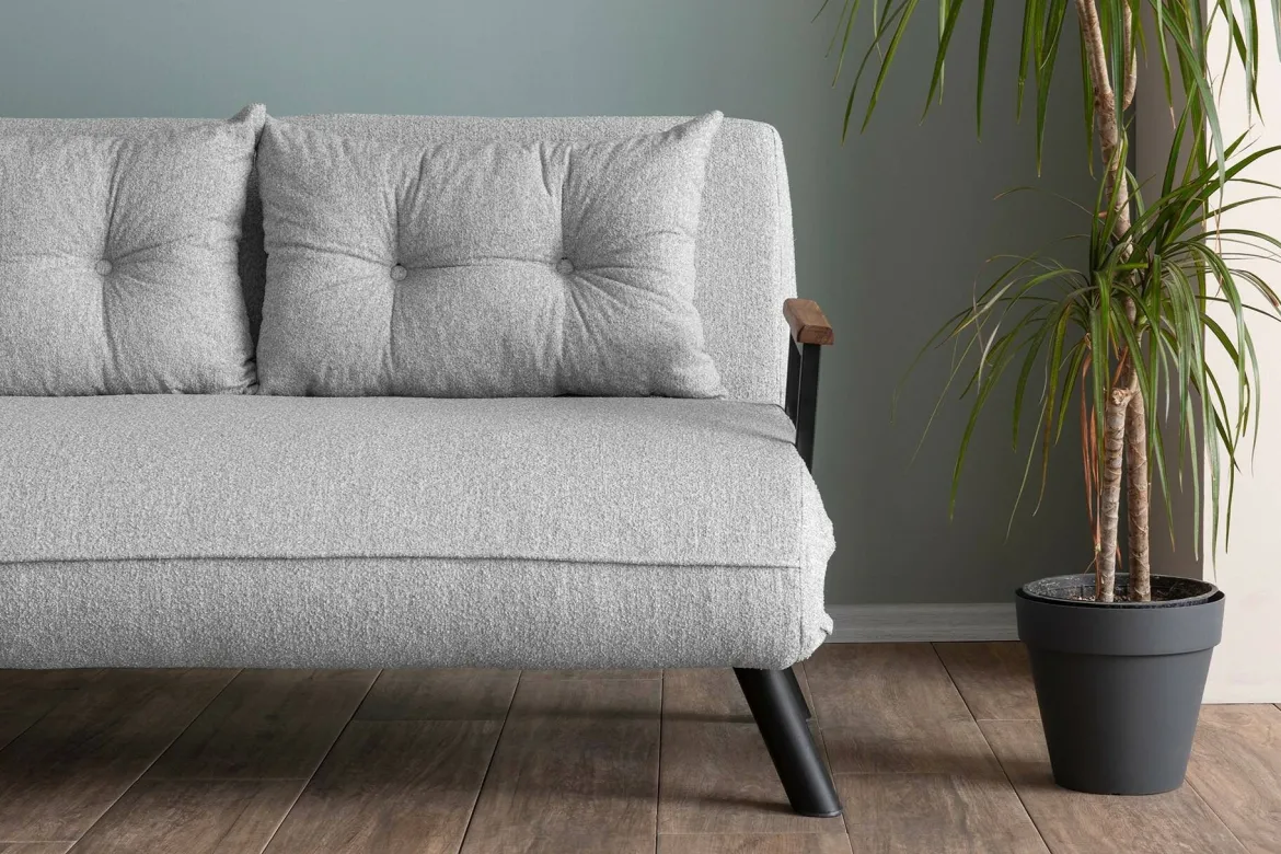 Divano letto in metallo grigio chiaro 133x78cm - Calvin