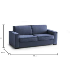 Divano letto in tessuto blu 180x95cm - Alisa