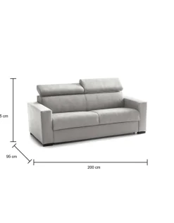 Divano letto in tessuto grigio 200x95cm - Amalfi