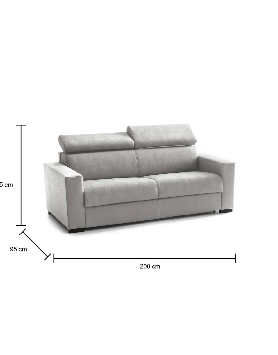 Divano letto in tessuto grigio 200x95cm - Amalfi