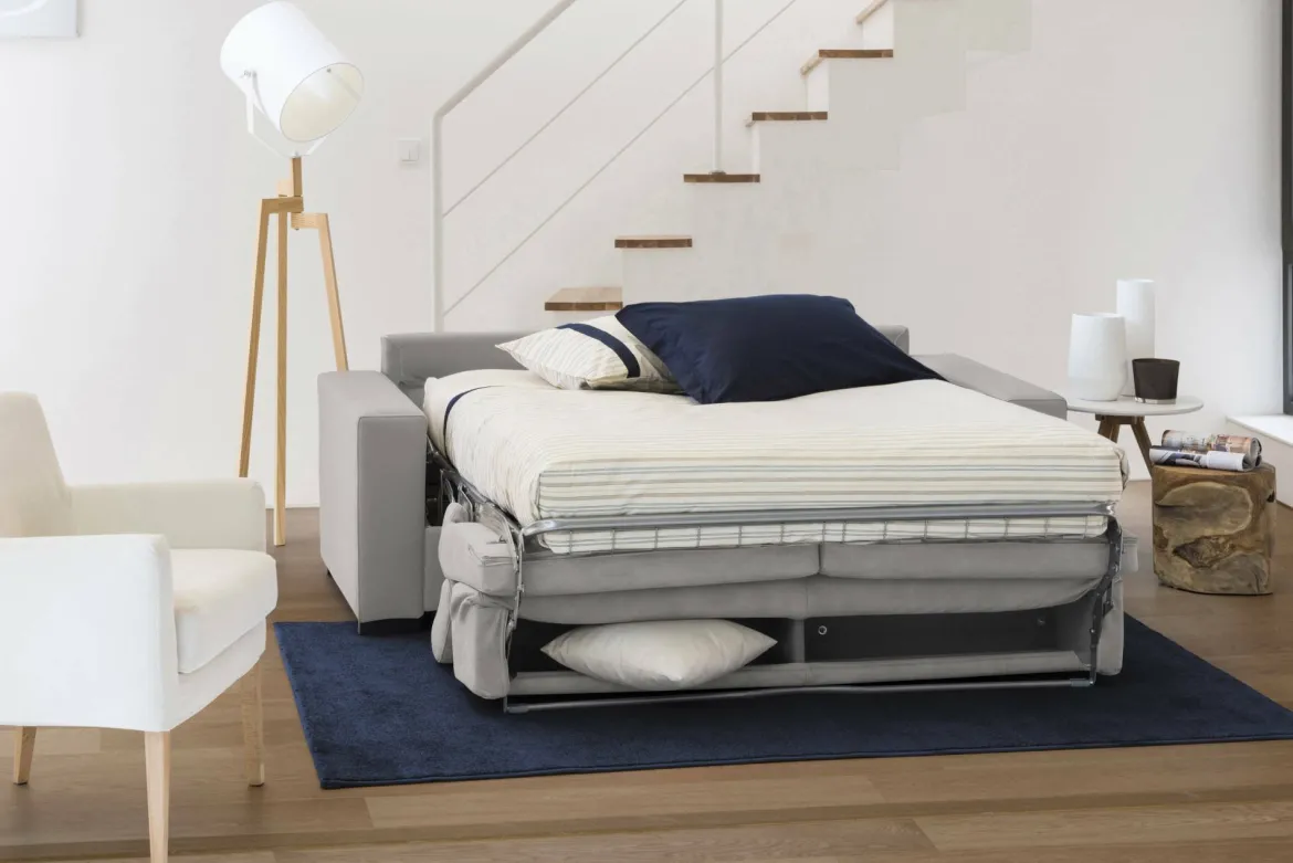 Divano letto in tessuto grigio 200x95cm - Amalfi