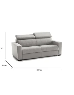 Divano letto in tessuto grigio 220x95cm - Action