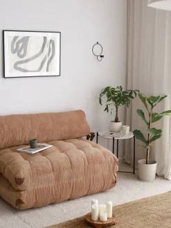 Divano letto in tessuto marrone 120x75cm - Surigae